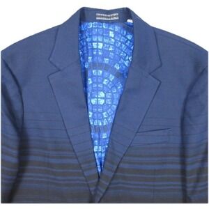 Robert Graham Jacket Mens 46 Blue Striped Ombre Classic Fit Blazer Wool Coat